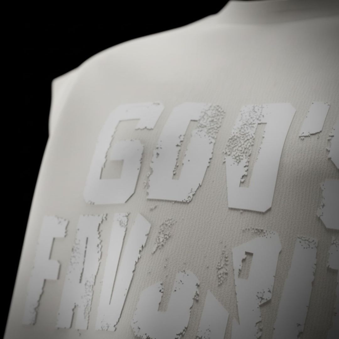 spankers Textured surface with puff print letters spelling 'GO FAVORI' on a dark background