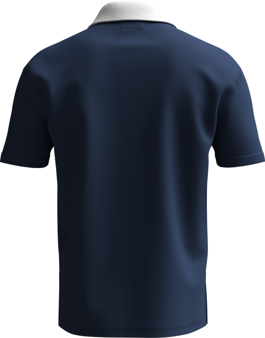 spankers embroiedery Navy blue polo shirt on a white background