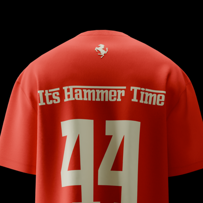spankers formula 1 f1 lewis hamilton Red t-shirt with 'It's Hammer Time' text and number 44 on a black background