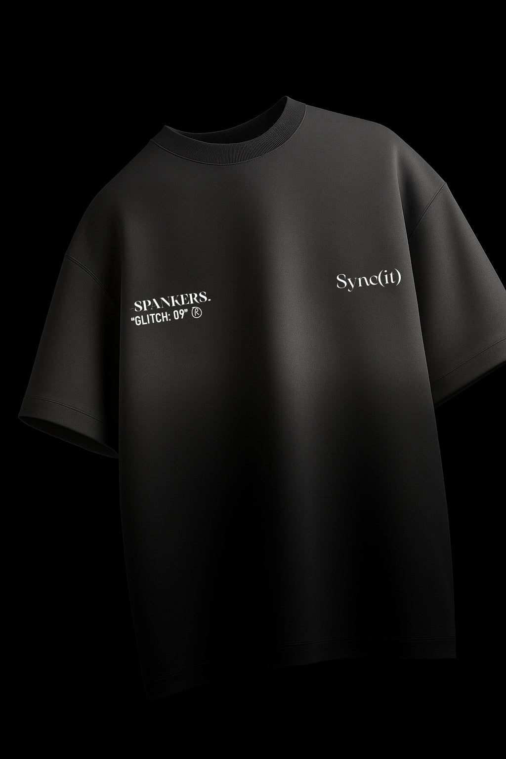 spankers ombre Black t-shirt with white text on a black background