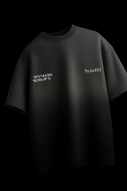 spankers ombre Black t-shirt with white text on a black background