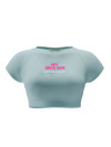 spankers Light blue crop top with pink text on a white background