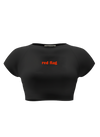 spankers Black crop top with 'red flag' text on a white background