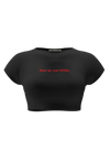 spankers Black crop top with red text show me your books on a white background